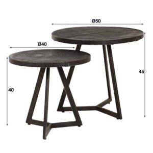 Bijzettafel Rison zwart set/2