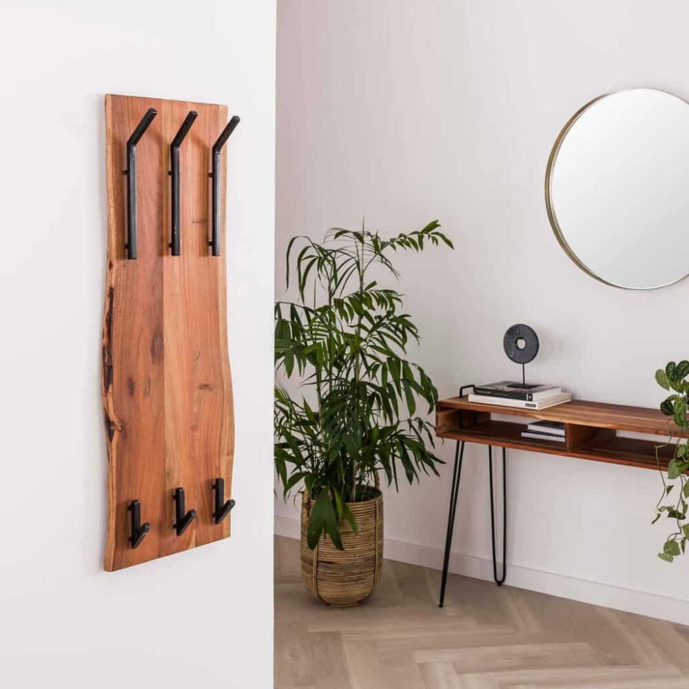Double Kapstok Short Wood (2x3 haken)