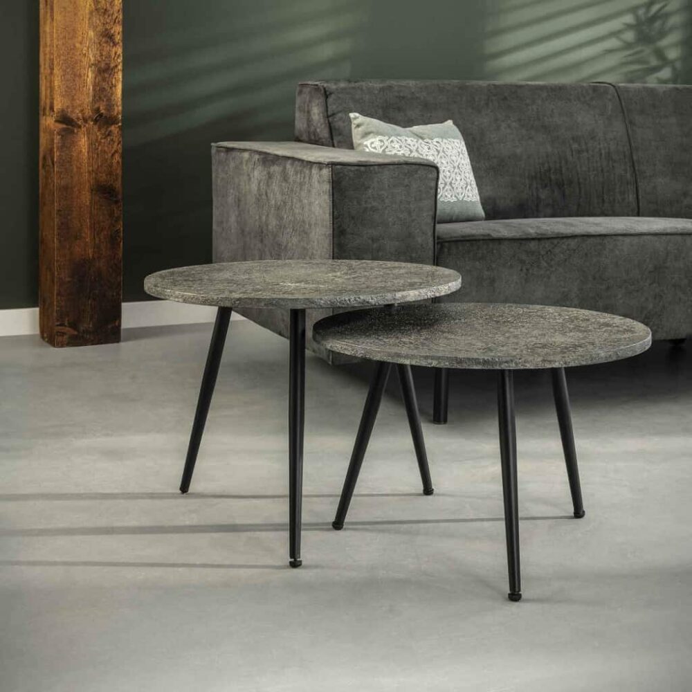 Salontafel Acier grijs Ø55 set/2