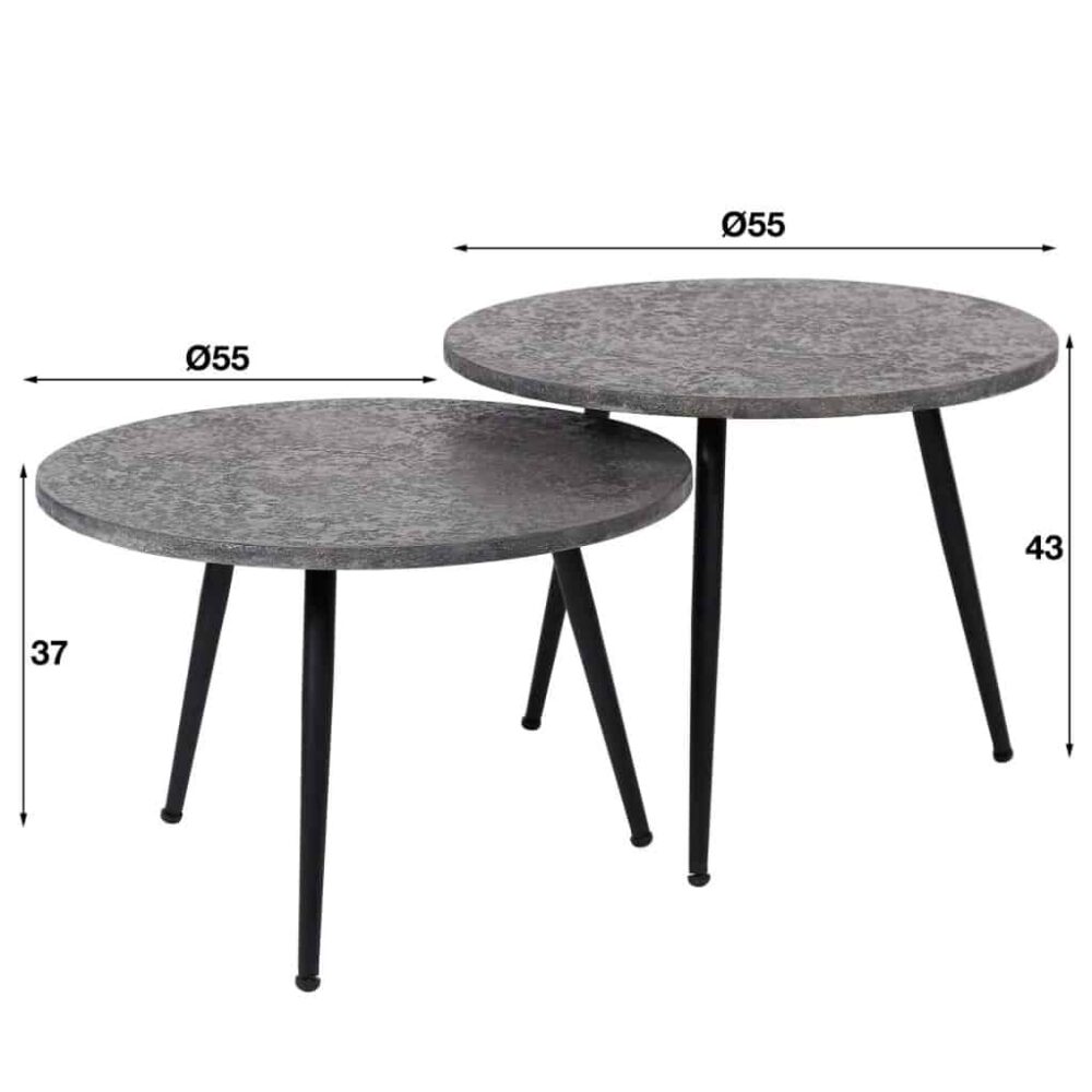 Salontafel Acier grijs Ø55 set/2