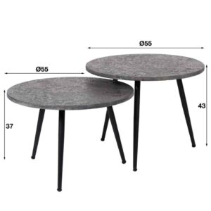 Salontafel Acier grijs Ø55 set/2