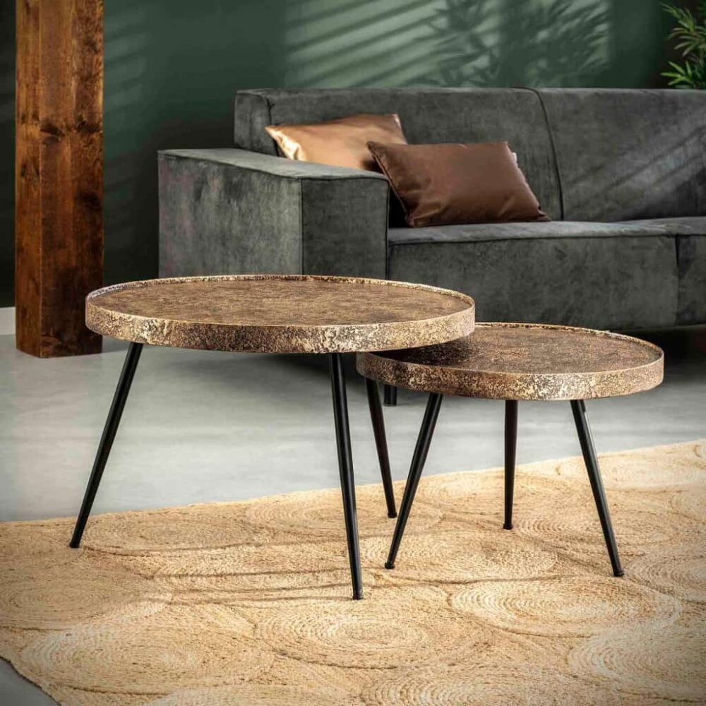 Salontafel Acier goud Ø55 set/2