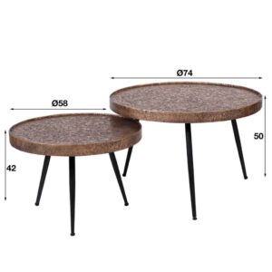 Salontafel Acier goud Ø55 set/2