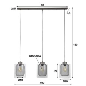 Hanglamp 3L Rasterize