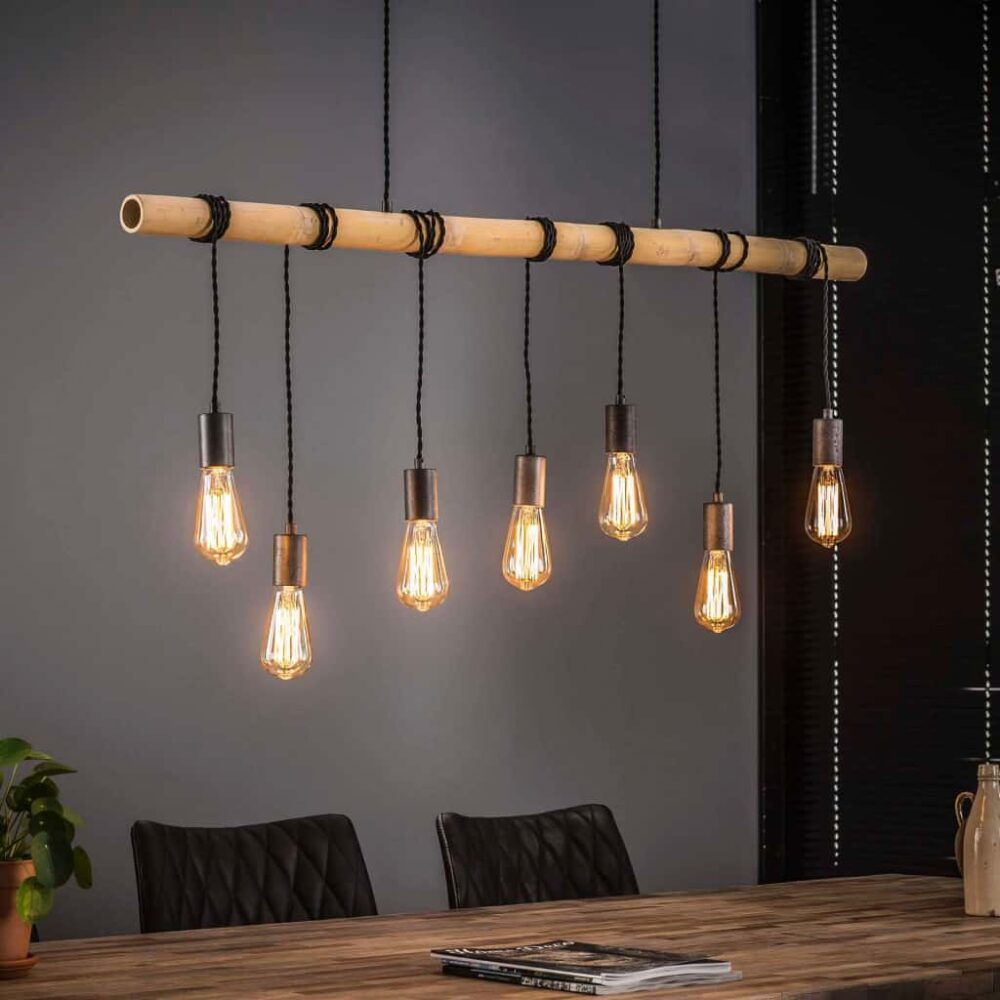 Hanglamp 7L Bamboo bulbs