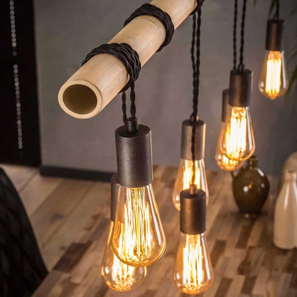 Hanglamp 7L Bamboo bulbs
