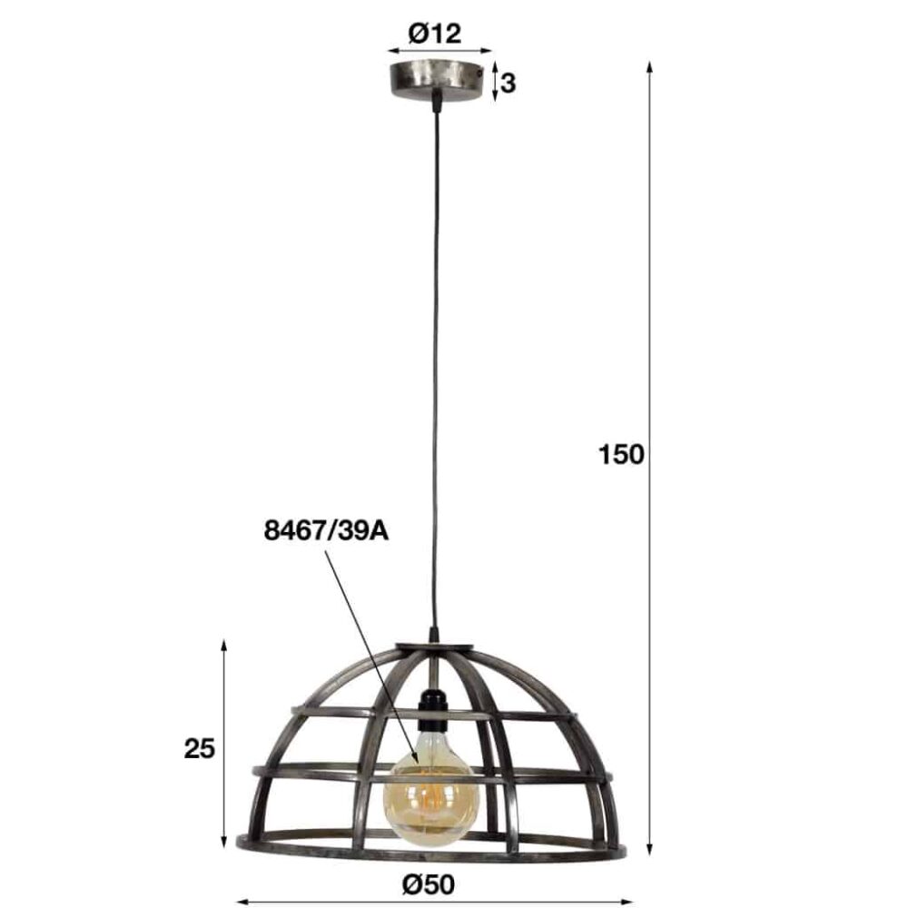 Hanglamp 1L Ribbed Bulge Ø50