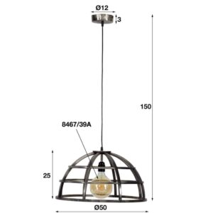 Hanglamp 1L Ribbed Bulge Ø50