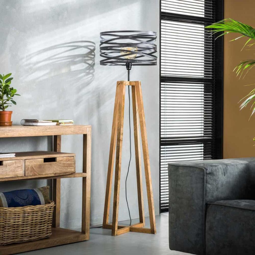 Vloerlamp 1L Wooden Springer