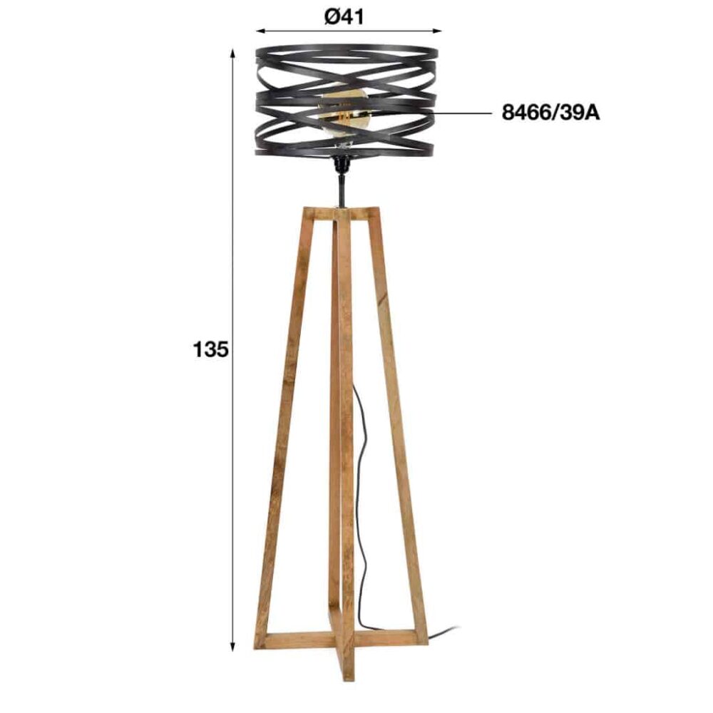 Vloerlamp 1L Wooden Springer