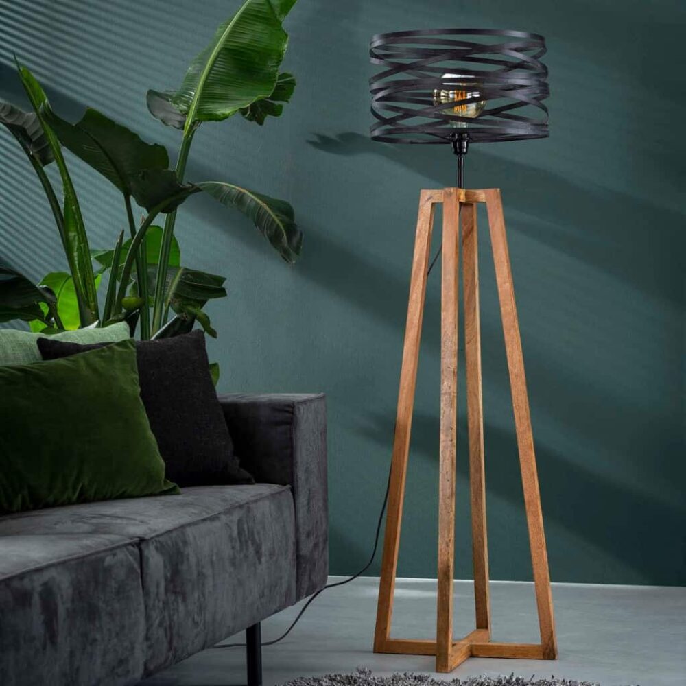 Vloerlamp 1L Wooden Springer