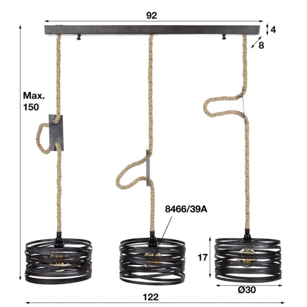 Hanglamp Twisted 3 Lampen