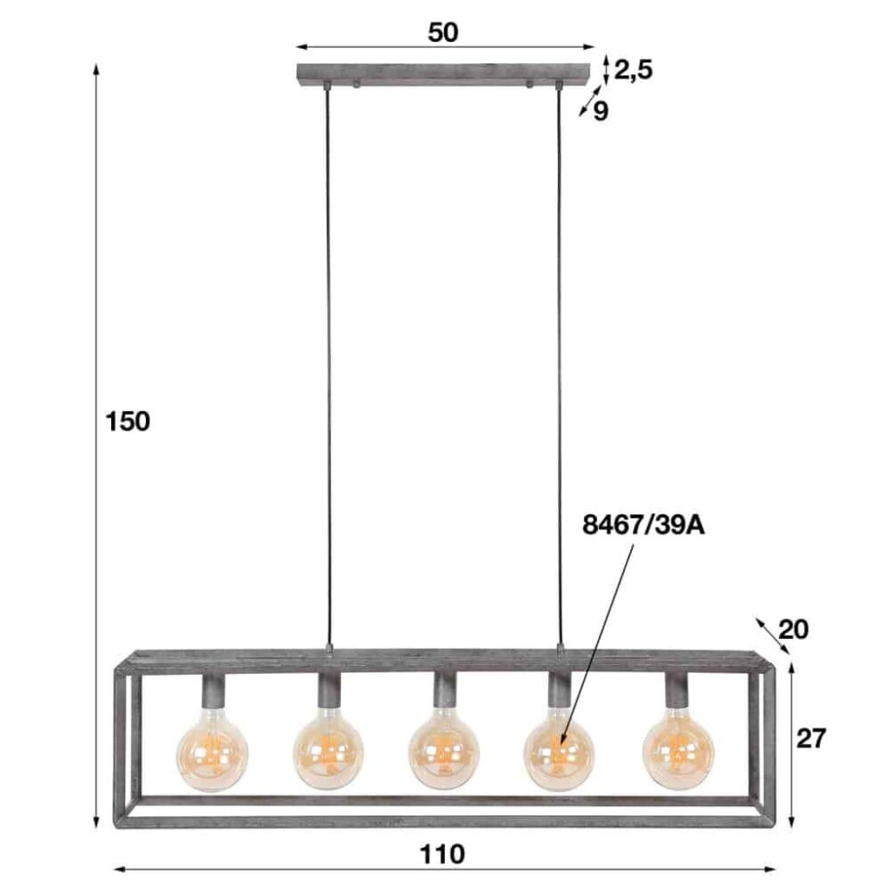 Hanglamp 5L Tubes