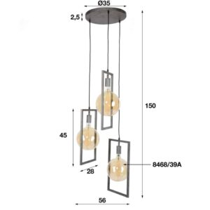 Hanglamp 3L Tubes Stepped