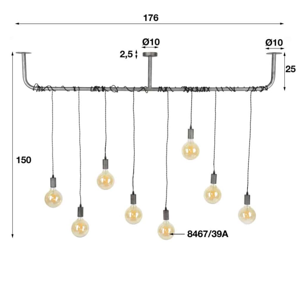 Hanglamp Warp 8 Lampen
