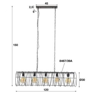 Hanglamp 5L Fil de fer
