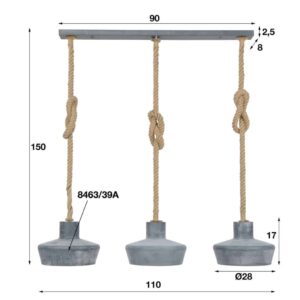 Hanglamp 3L Corde beton