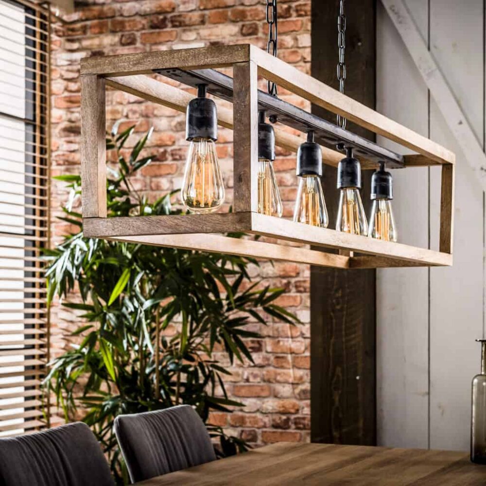 Hanglamp 5L Angular Wood