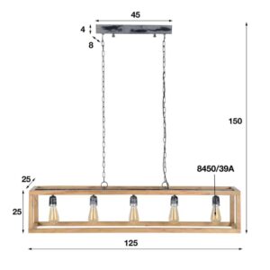Hanglamp 5L Angular Wood