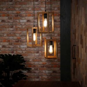 Hanglamp 3L Angular Wood Stepped