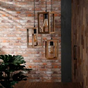 Hanglamp 3L Angular Wood Stepped