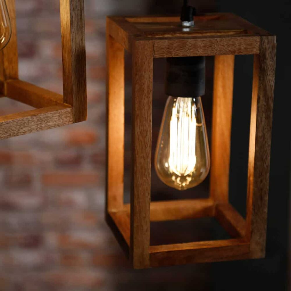 Hanglamp 3L Angular Wood Stepped
