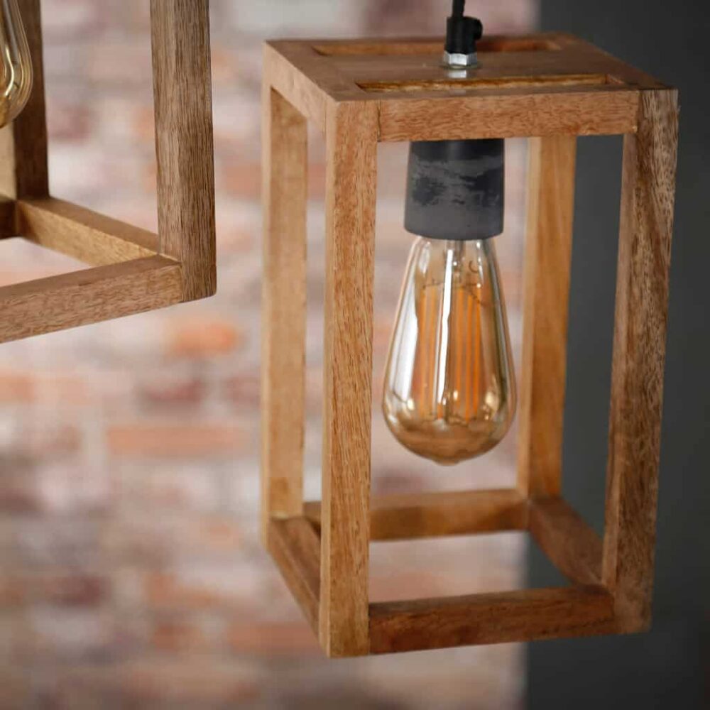 Hanglamp 3L Angular Wood Stepped