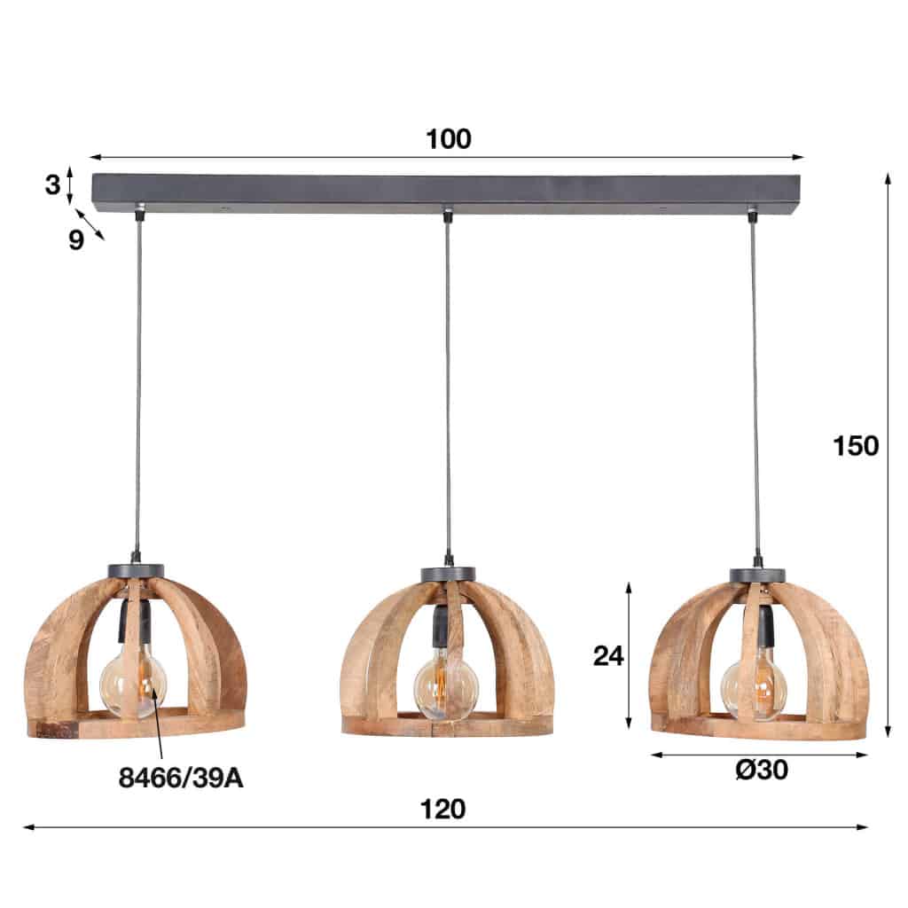 hanglamp 3L Courbe