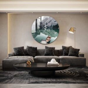Boat at the Lake - Muurcirkel Glass