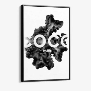 coco paris logo met zwarte inkt wolk schilderij