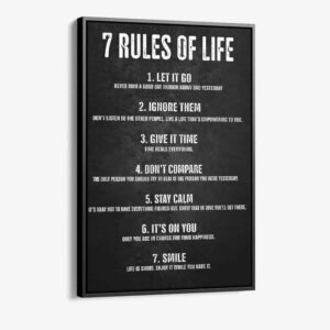 7 rules of life quote zwart wit schilderij