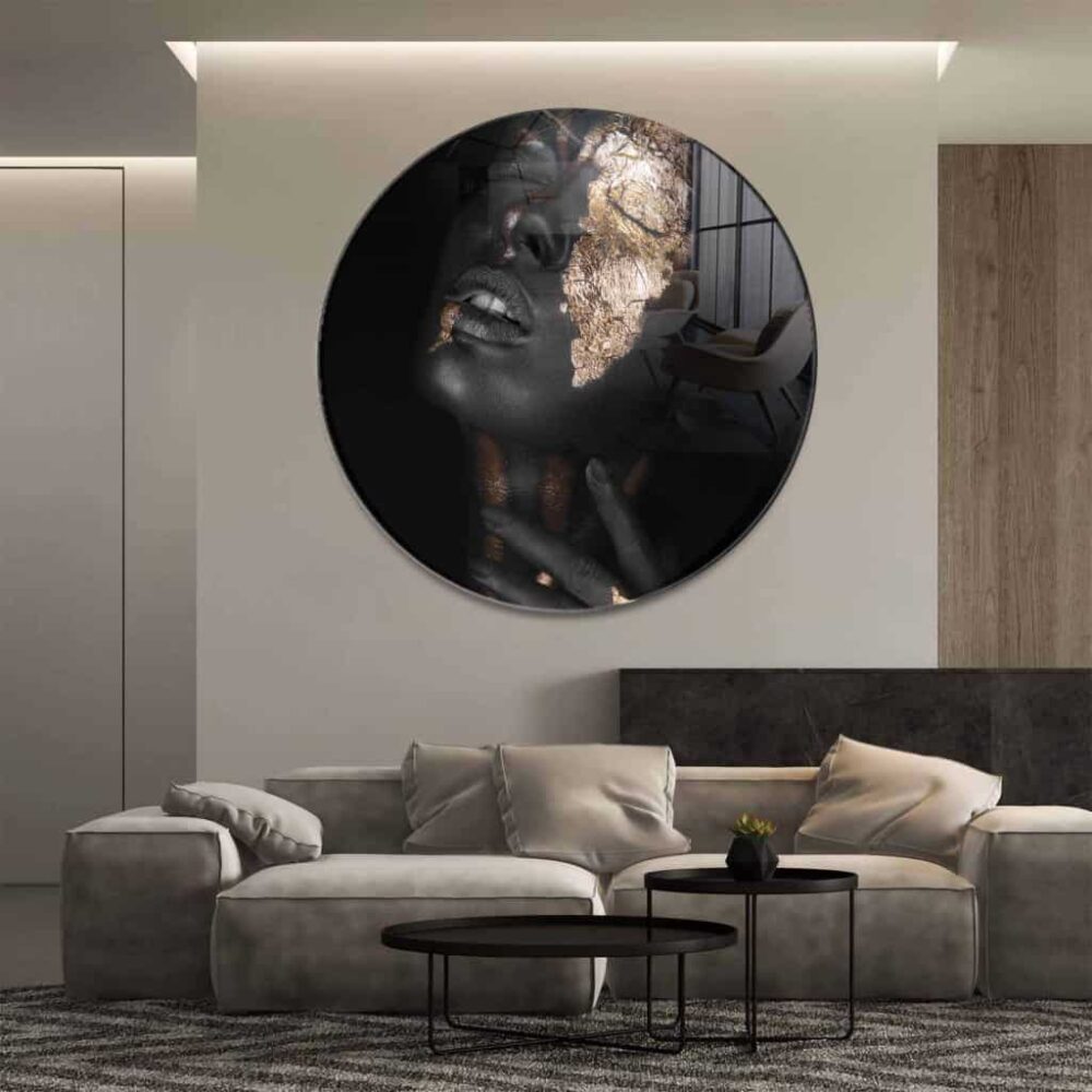 Face of Gold III - Muurcirkel Glass