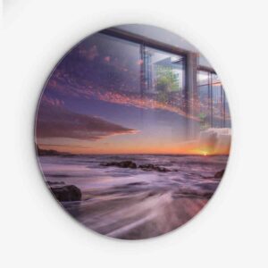 Purple Sunset - Muurcirkel Glass
