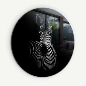 Zebra BW - Muurcirkel Glass