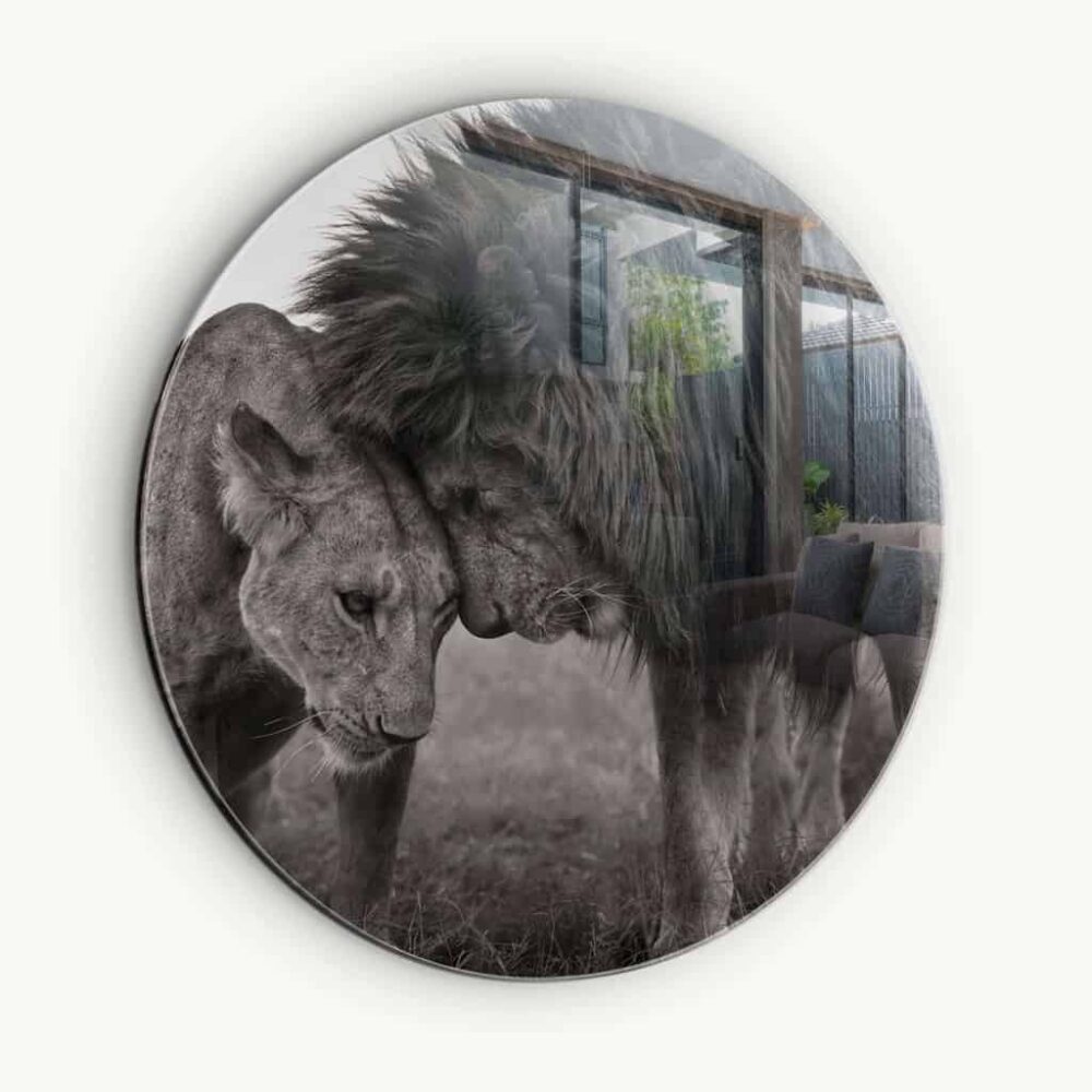 Loving Lion - Muurcirkel Glass