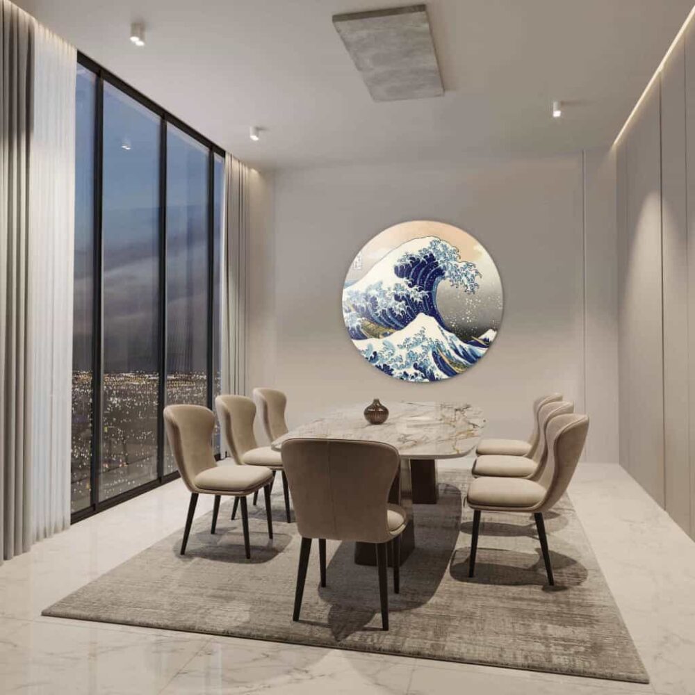 Great Wave - Muurcirkel Dibond