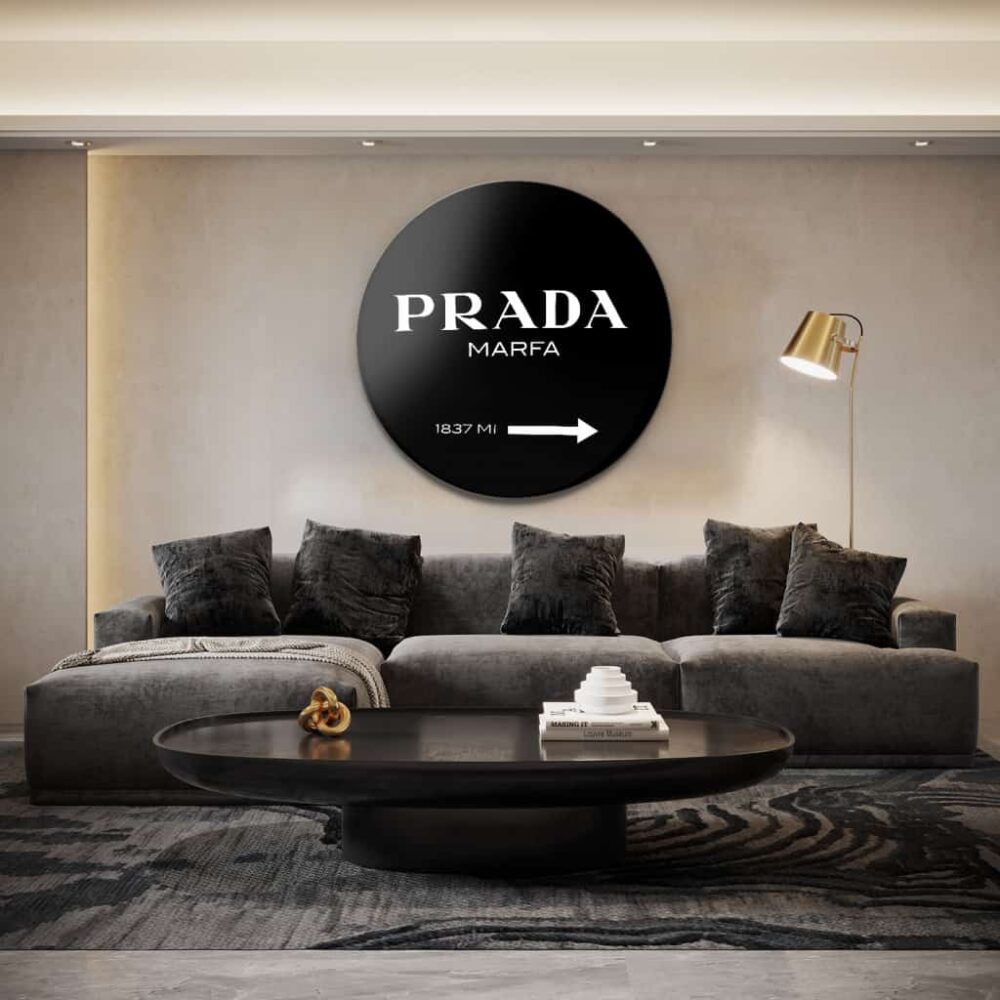 Prada Marfa Noir - Muurcirkel Dibond