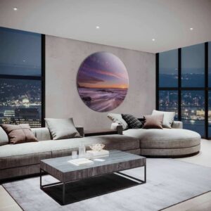 Purple Sunset - Muurcirkel Dibond