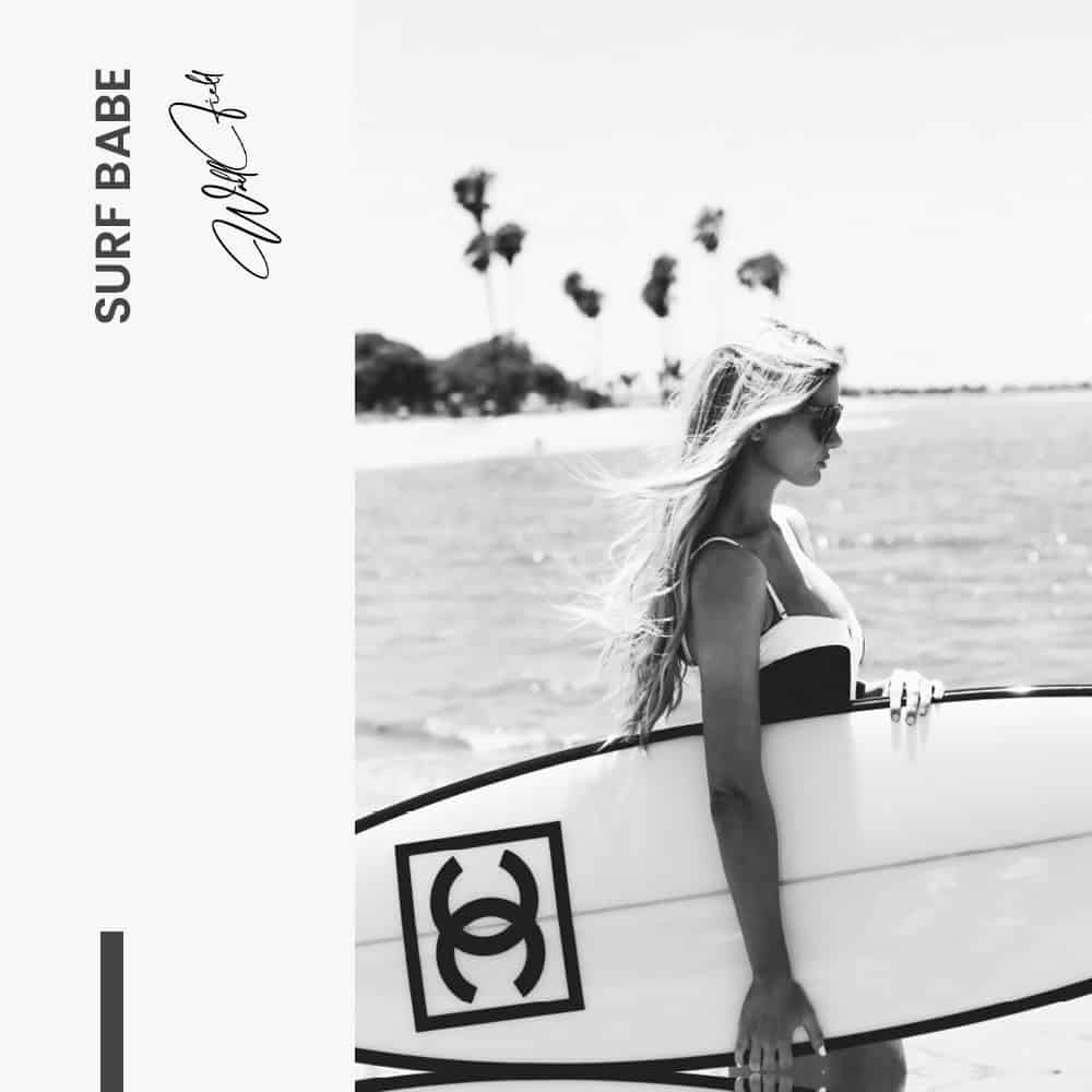 Surf Babe - Muurcirkel Dibond