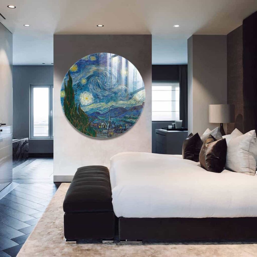 Van Gogh Starry Night - Muurcirkel Glass