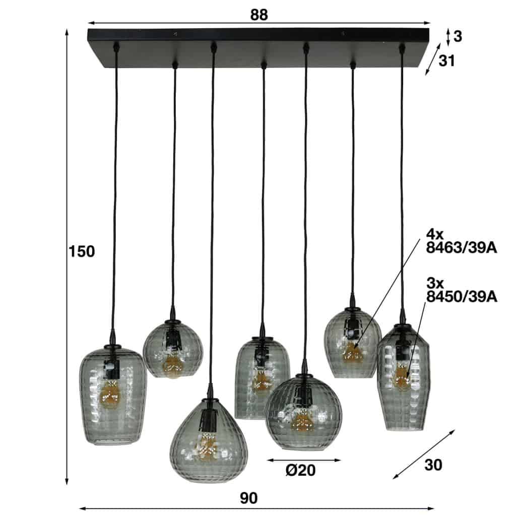 Hanglamp 4+3 mix esagonale
