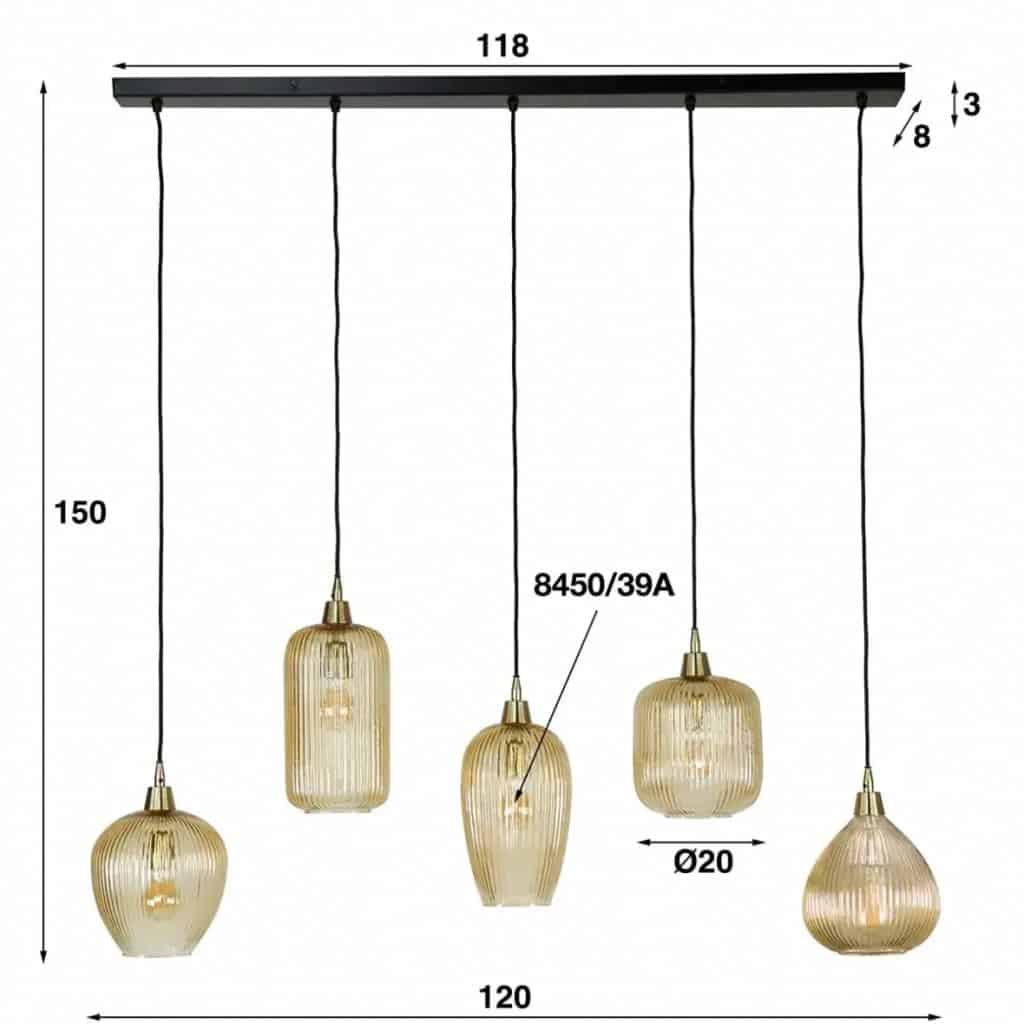 Hanglamp 5L vetro rigato
