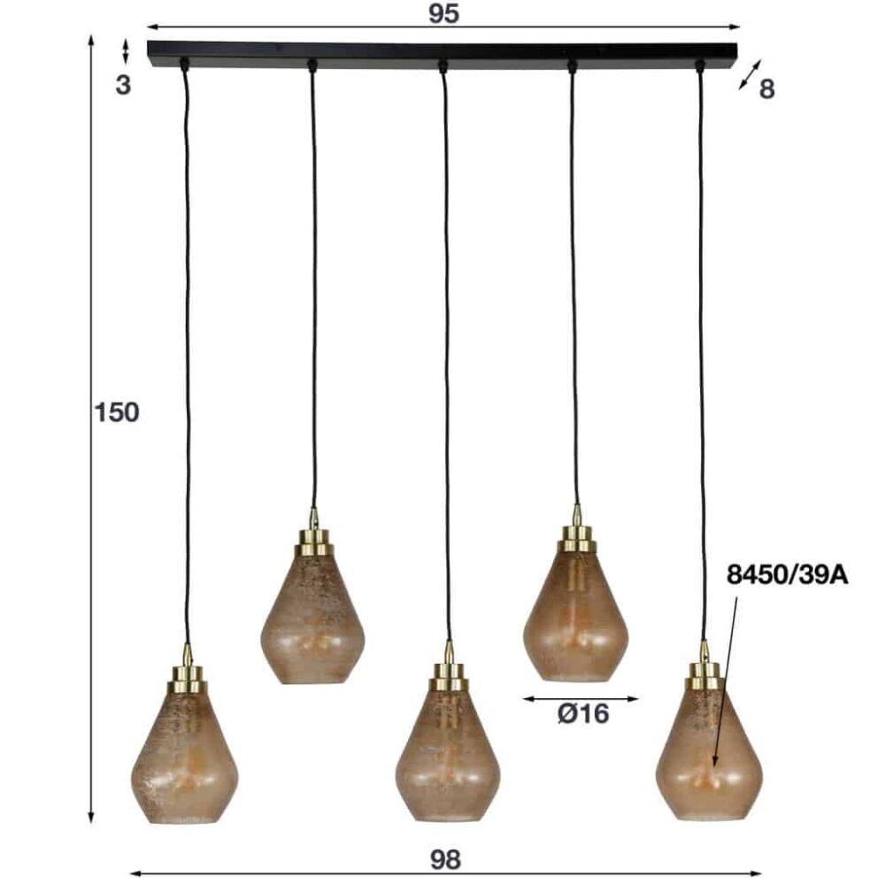 Hanglamp 5L bagliore marrone