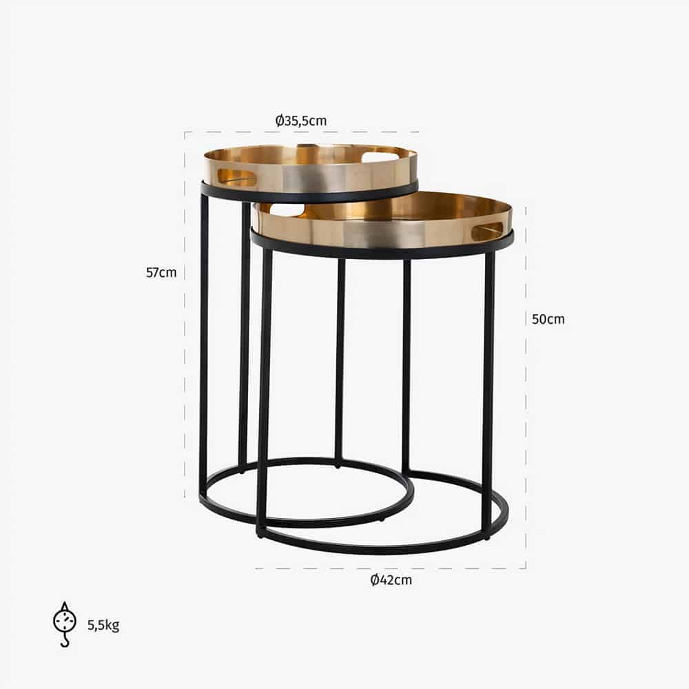Bijzettafel Lewis set van 2 (Gold)