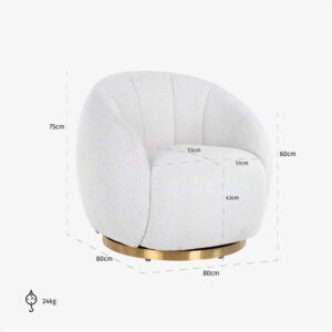 Draaifauteuil Jago White Bouclé