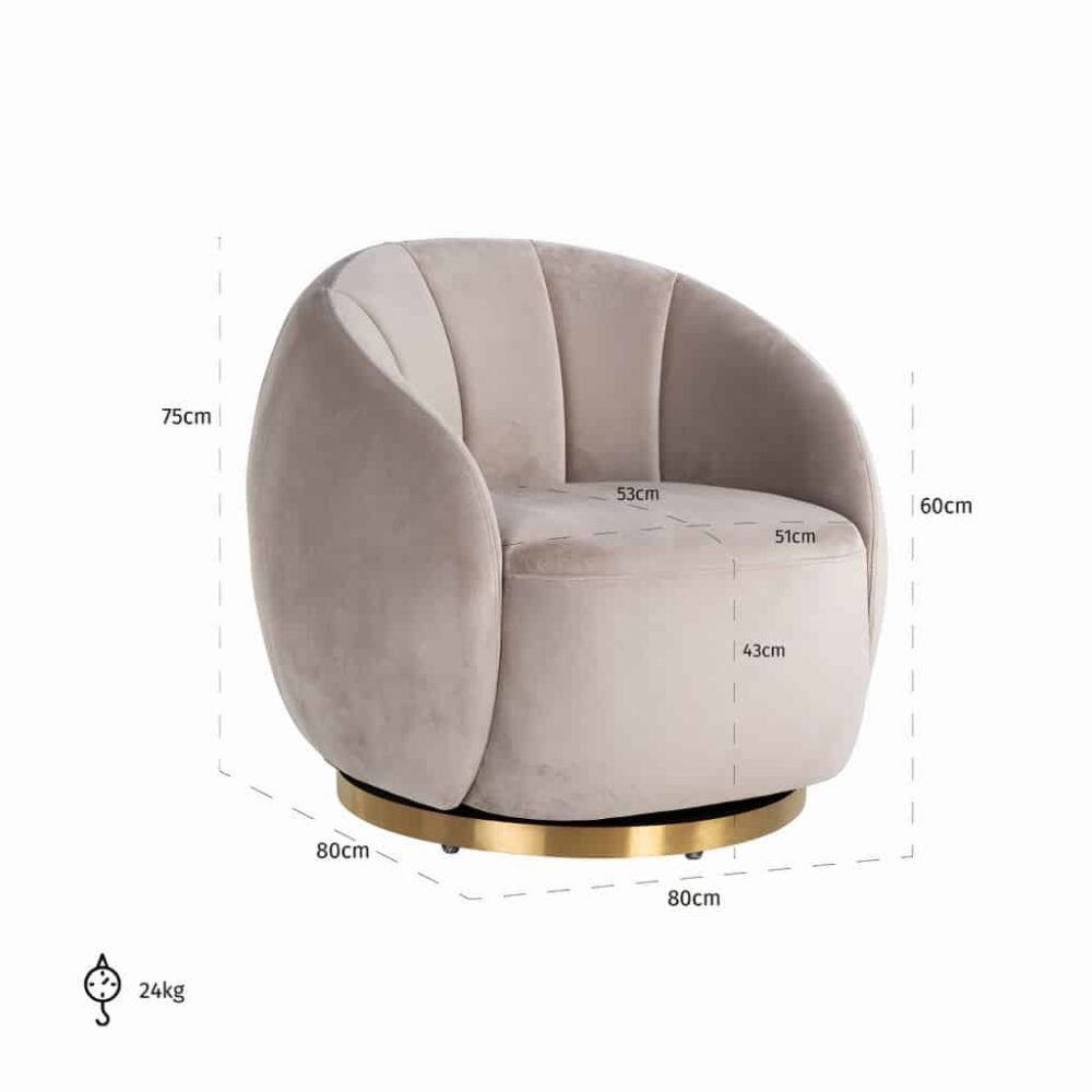Draaifauteuil Jago Khaki Velvet