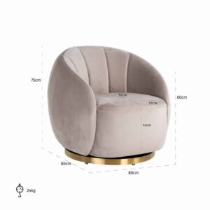 Draaifauteuil Jago Khaki Velvet