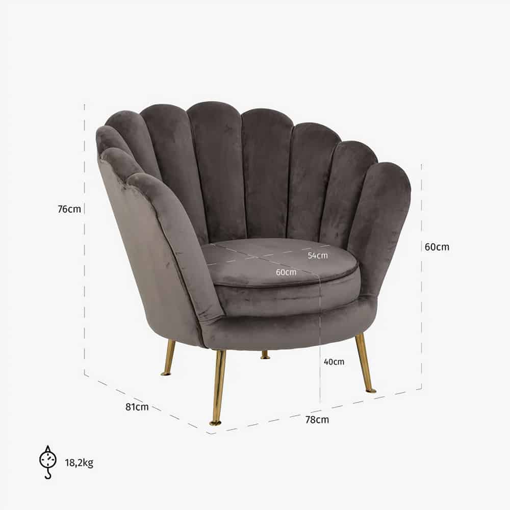 Fauteuil Perla Stone Velvet