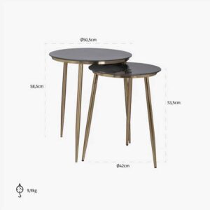 Bijzettafel Finley set van 2 (Gold)