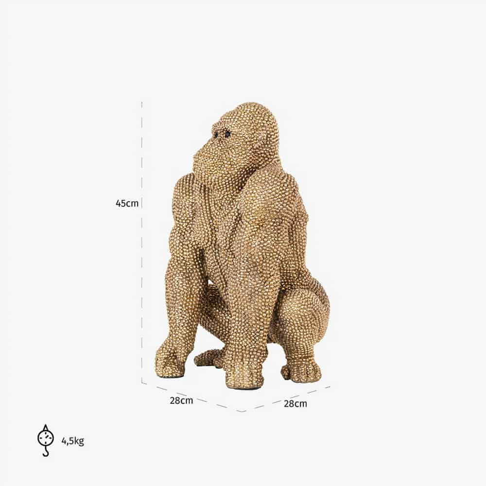 Deco object Gorilla goud klein (Gold)